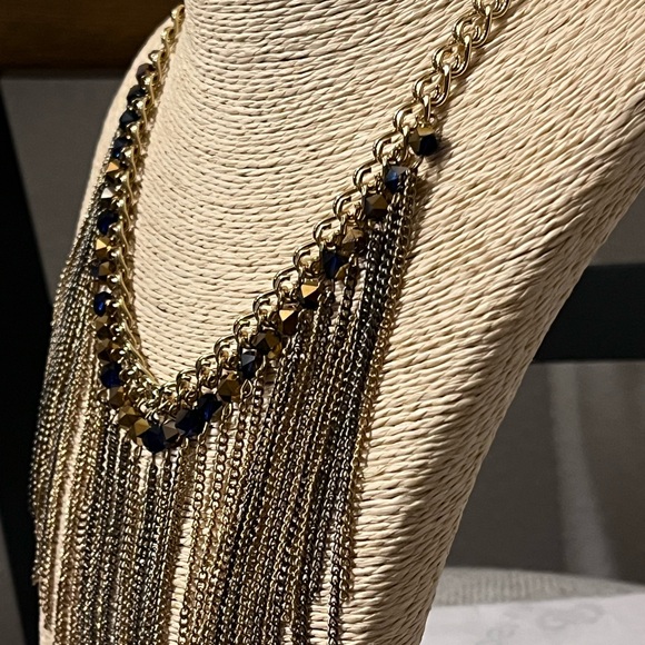 🔵PASSIANA NWOT AUTHENTIC GOLD-PLATED  BRASS FRINGE STATEMENT NECKLACE - Picture 9 of 17